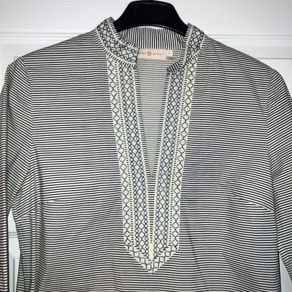 Tory Burch: Navy and White Striped Tunic Dress (size 4) - Picture 2 of 7